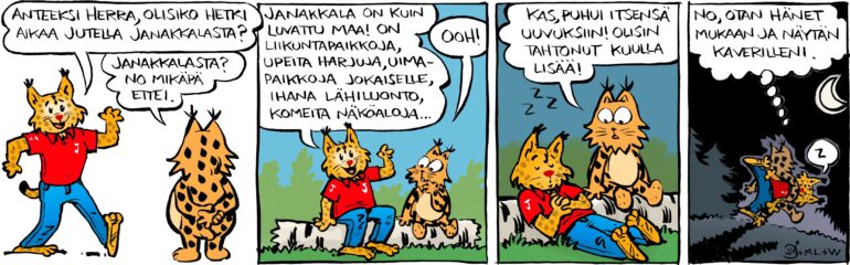 Linh vật thành phố của Janakkala The Ilves gặp gỡ các nhân vật của bản chất Kamala trong một truyện tranh chung.