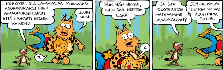 Linh vật thành phố của Janakkala The Ilves gặp gỡ các nhân vật của bản chất Kamala trong một truyện tranh chung.