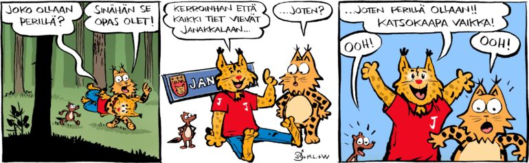 Linh vật thành phố của Janakkala The Ilves gặp gỡ các nhân vật của bản chất Kamala trong một truyện tranh chung.