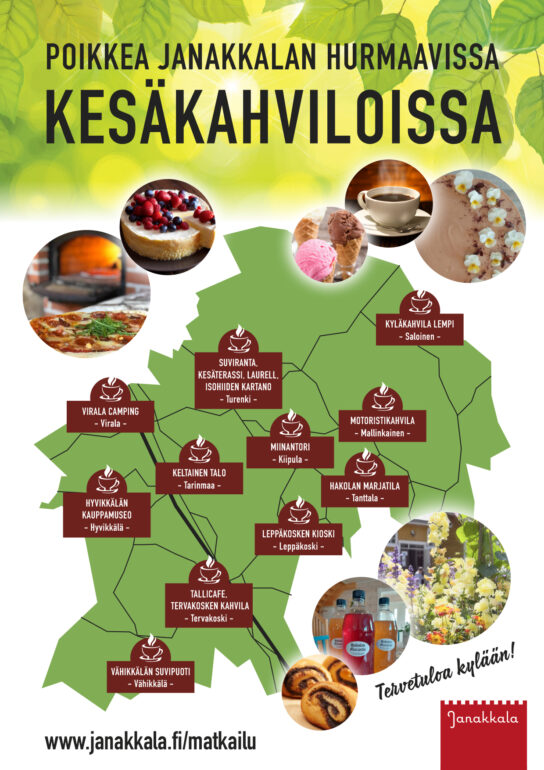 Janakkalan kesäkahvilat kartalla.