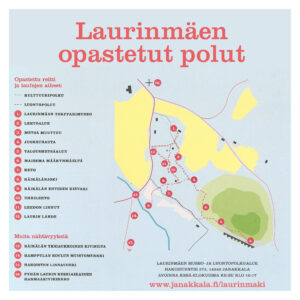 Kartta Laurinmäen luontopoluista.