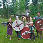 Viking swordmen performance Taaran markkinat historyevent at the Crofter's museum Laurinmäki.