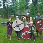 Viking swordmen performance Taaran markkinat historyevent at the Crofter's museum Laurinmäki.