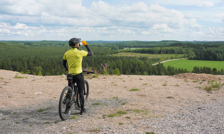 Cyclist on a hill.