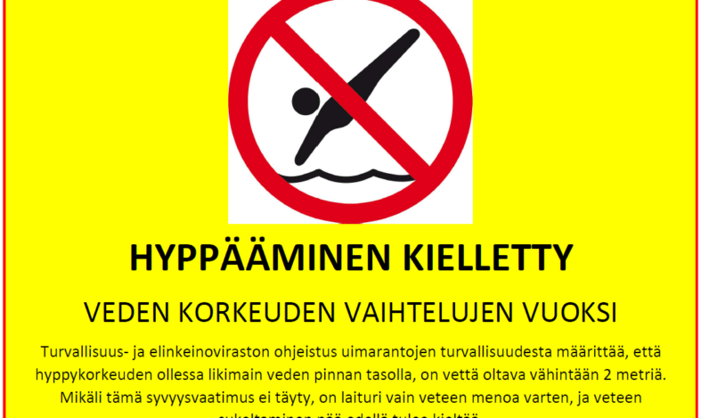 Hyppääminen kielletty -kyltti.