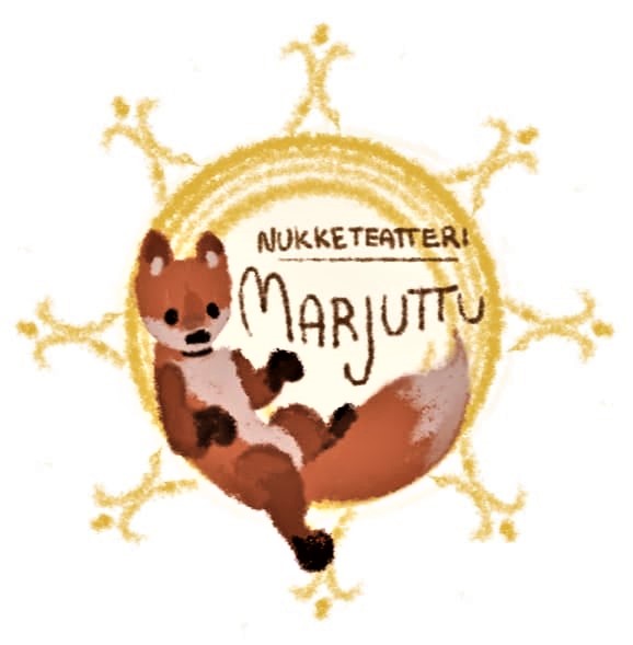 Marjuttu-nukketeatterin logo, jossa piirretty kettu.