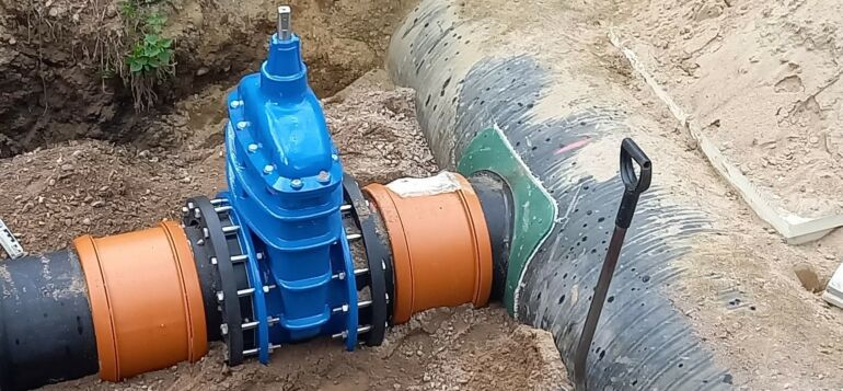 Underground water pipes.